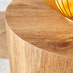 Table basse ronde moderne de 15,7 po avec plateau à motifs et base cylindrique