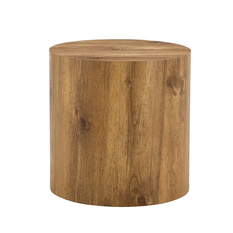 Table basse ronde moderne de 15,7 po avec plateau à motifs et base cylindrique