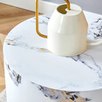 Table basse ronde moderne de 15,7 po avec plateau à motifs et base cylindrique