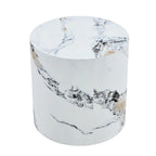 Table basse ronde moderne de 15,7 po avec plateau à motifs et base cylindrique