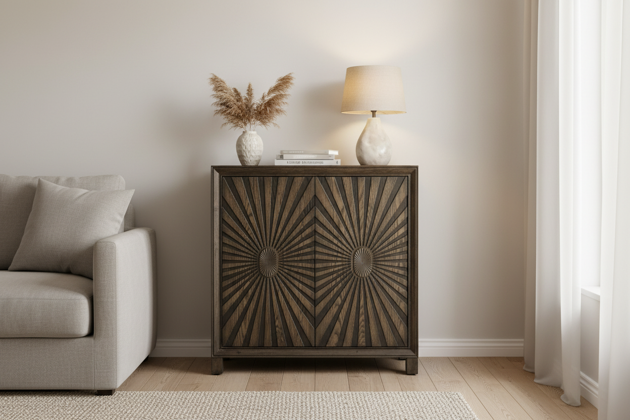 2-Door Wine Accent Cabinet – Interior Scene
