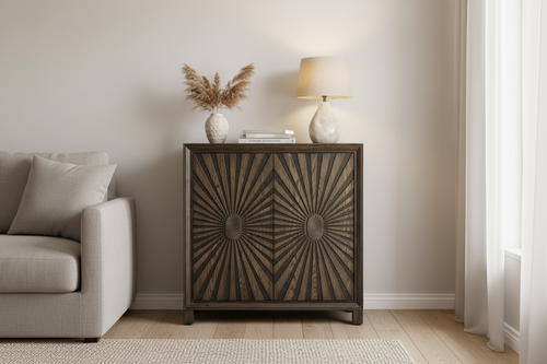 2-Door Wine Accent Cabinet – Interior Scene