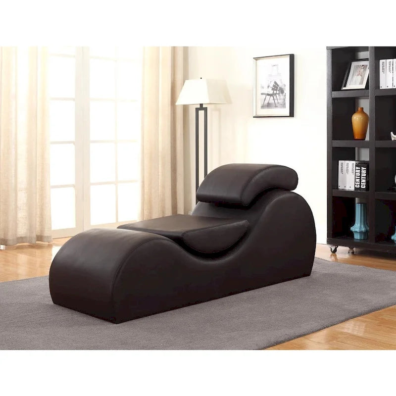 Chaise longue de yoga et d'étirement en similicuir avec coussins amovibles