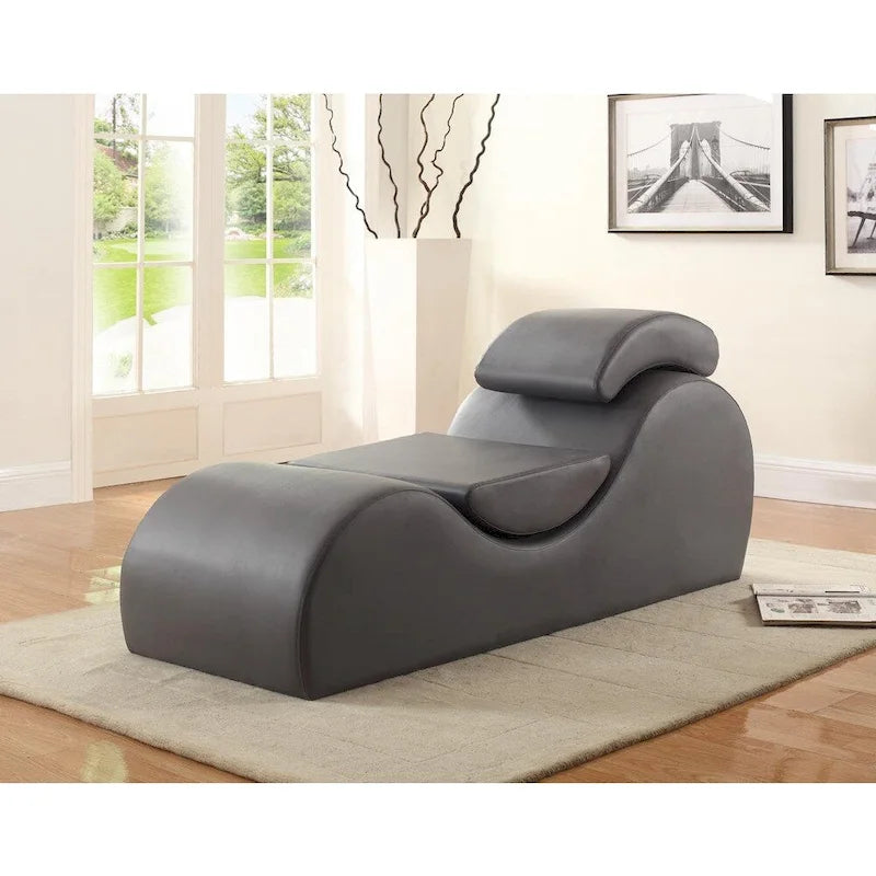 Chaise longue de yoga et d'étirement en similicuir avec coussins amovibles