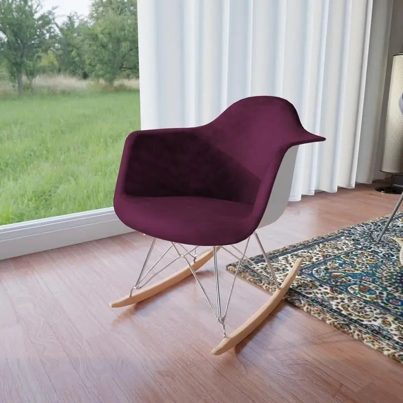 Fauteuil d'appoint à bascule en velours pour chambre d'enfant et salon