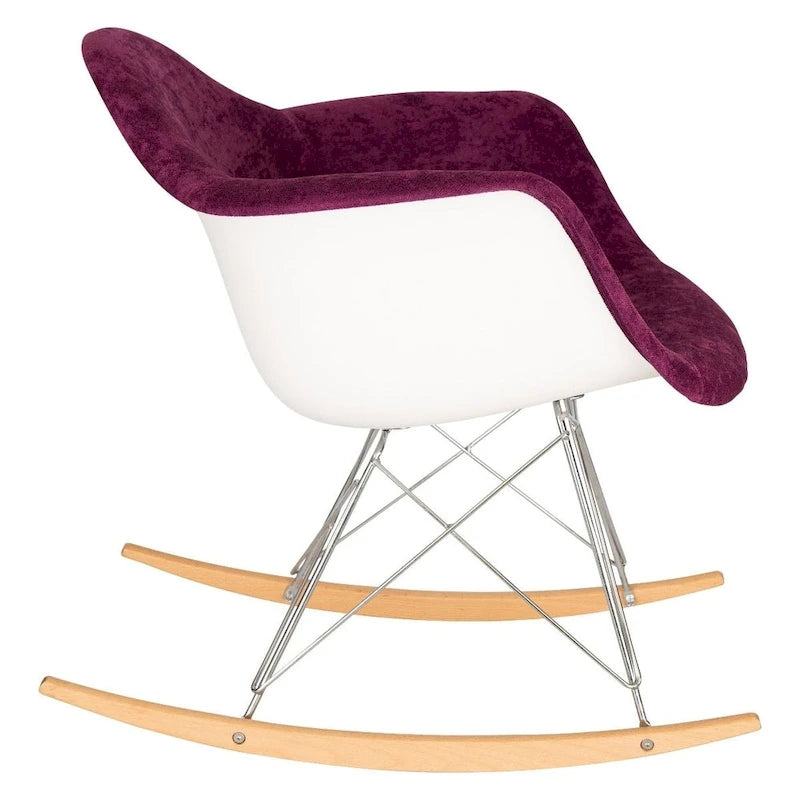 Fauteuil d'appoint à bascule en velours pour chambre d'enfant et salon