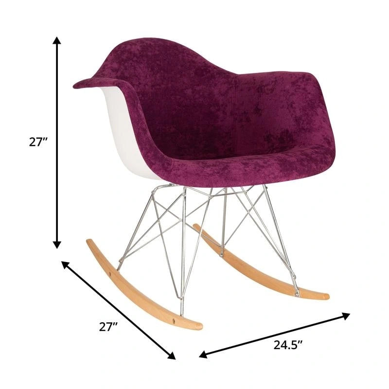 Fauteuil d'appoint à bascule en velours pour chambre d'enfant et salon