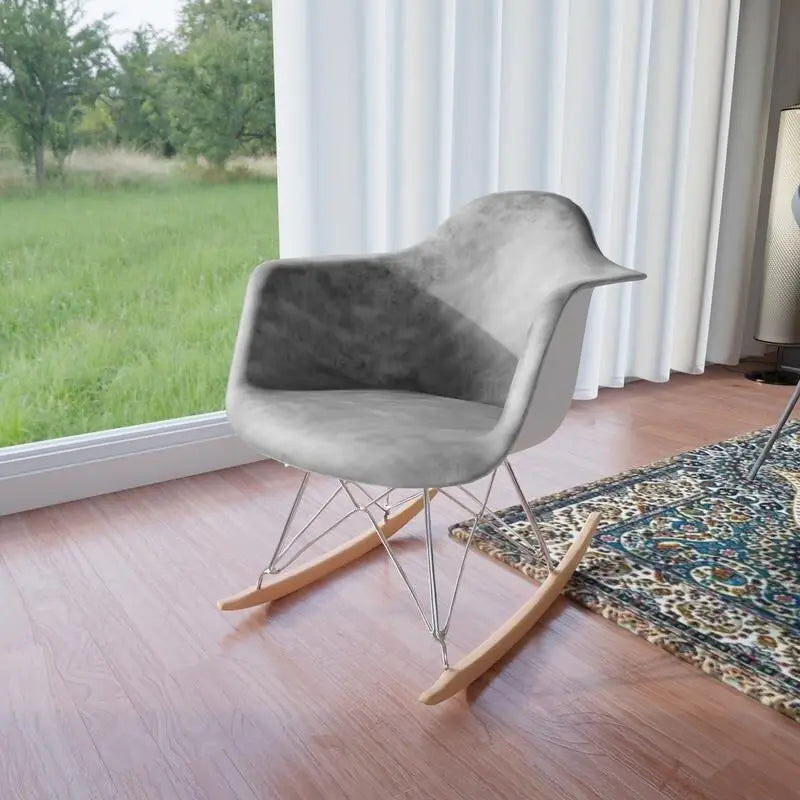 Fauteuil d'appoint à bascule en velours pour chambre d'enfant et salon