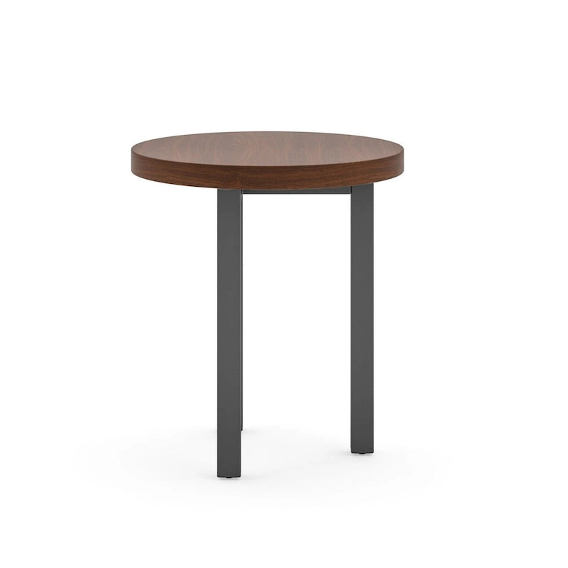 Table d'appoint ronde en placage de noyer avec piètement tripode en bois — Marron