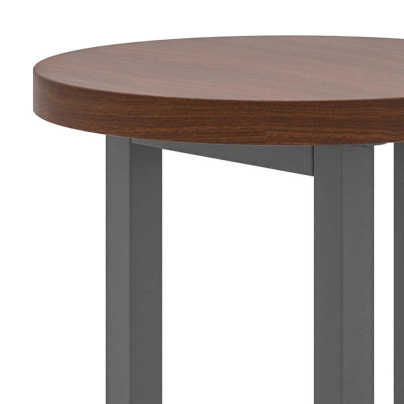 Table d'appoint ronde en placage de noyer avec piètement tripode en bois — Marron