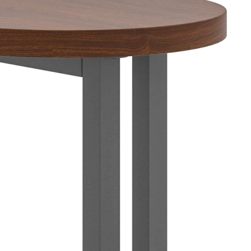 Table d'appoint ronde en placage de noyer avec piètement tripode en bois — Marron