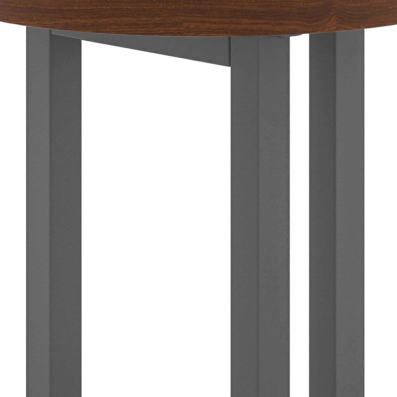 Table d'appoint ronde en placage de noyer avec piètement tripode en bois — Marron
