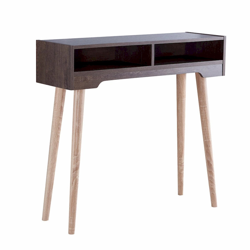 Console 2 étagères moderne du milieu du siècle avec pieds évasés