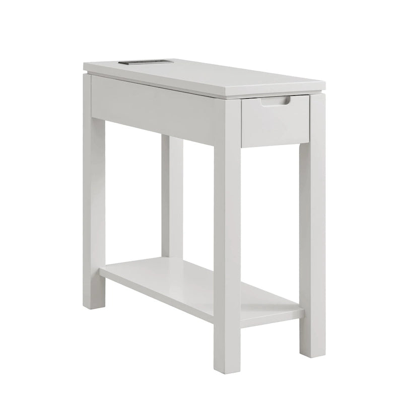 Table d'appoint de chargement en bois massif avec tiroir et étagère ouverte