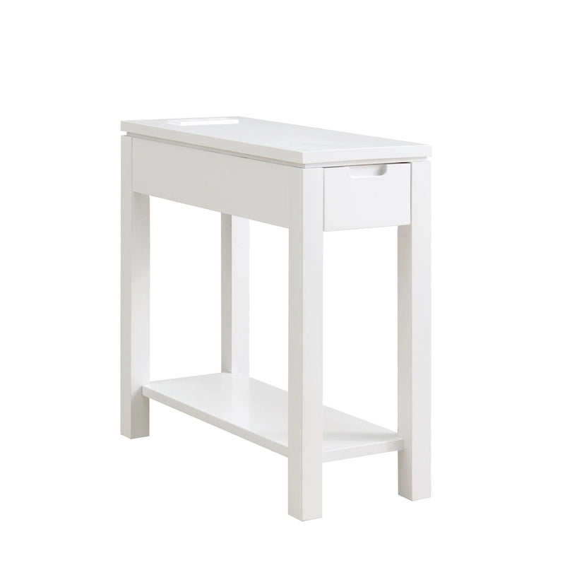 Table d'appoint de chargement en bois massif avec tiroir et étagère ouverte
