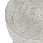 Table d'appoint piédestal ronde en teck massif blanchi à la chaux
