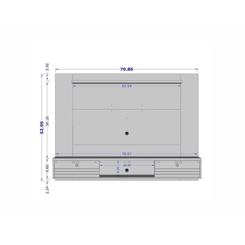 Meuble TV suspendu Mid-Century Modern, 180 cm