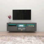 Meuble TV flottant mural avec éclairage LED 16 couleurs, 160 cm
