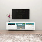 Meuble TV flottant mural avec éclairage LED 16 couleurs, 160 cm