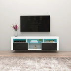 Meuble TV flottant mural avec éclairage LED 16 couleurs, 160 cm