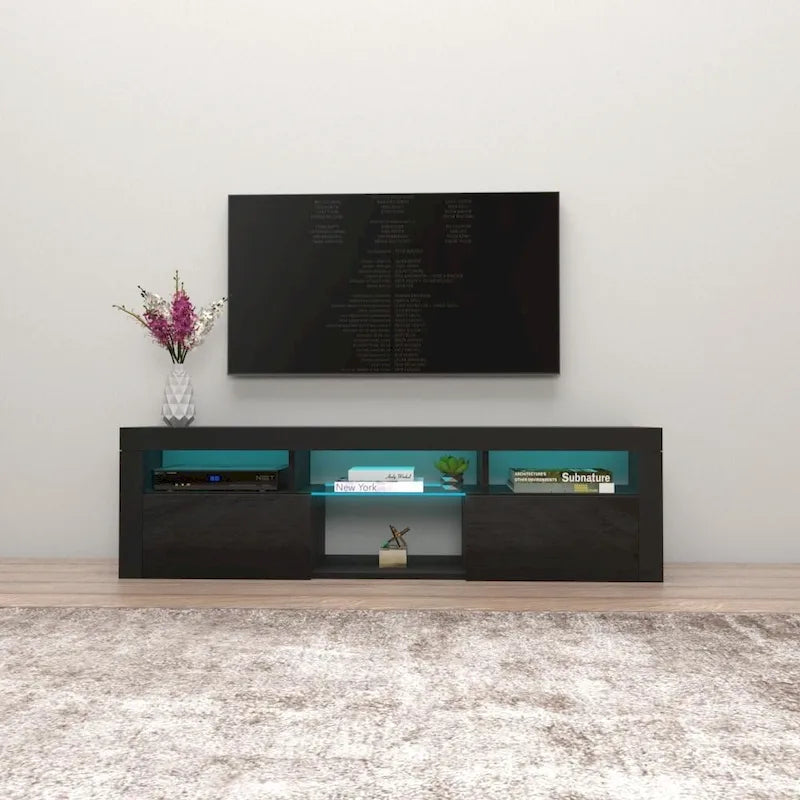 Meuble TV flottant mural avec éclairage LED 16 couleurs, 160 cm