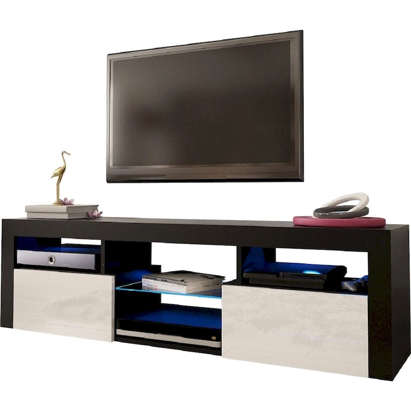 Meuble TV flottant mural avec éclairage LED 16 couleurs, 160 cm