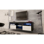 Meuble TV flottant mural avec éclairage LED 16 couleurs, 160 cm