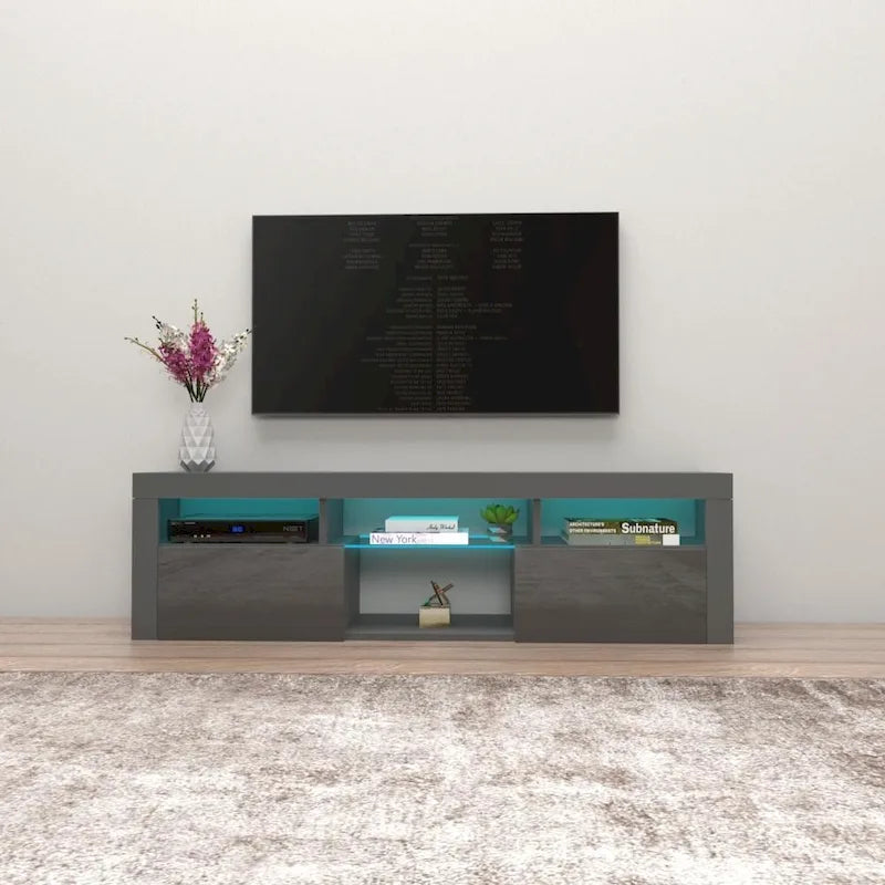 Meuble TV flottant mural avec éclairage LED 16 couleurs, 160 cm