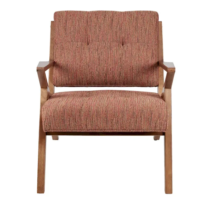 Fauteuil d'appoint rembourré Mid-Century avec accoudoirs inclinés en bois