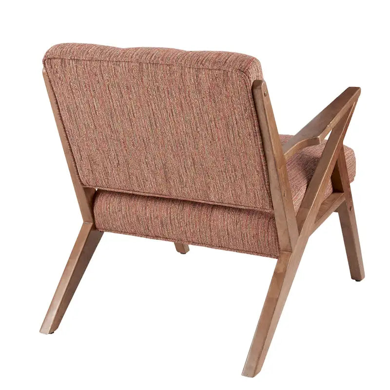 Fauteuil d'appoint rembourré Mid-Century avec accoudoirs inclinés en bois