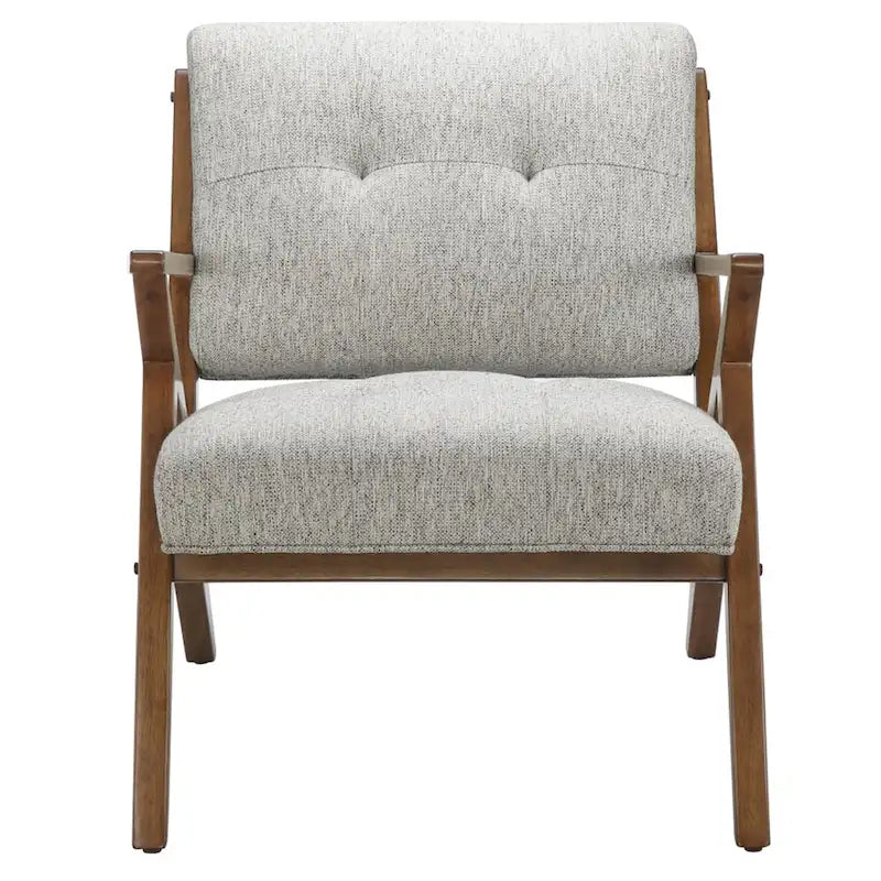 Fauteuil d'appoint rembourré Mid-Century avec accoudoirs inclinés en bois