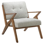 Fauteuil d'appoint rembourré Mid-Century avec accoudoirs inclinés en bois