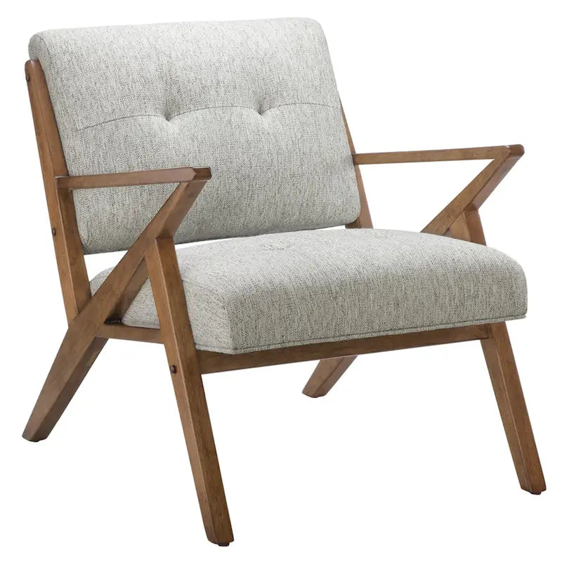 Fauteuil d'appoint rembourré Mid-Century avec accoudoirs inclinés en bois