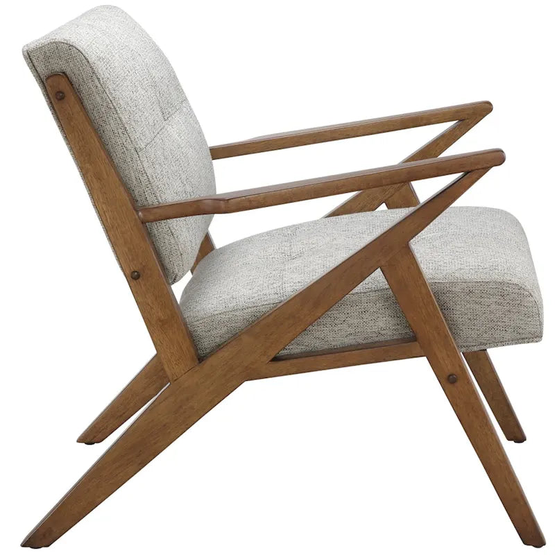 Fauteuil d'appoint rembourré Mid-Century avec accoudoirs inclinés en bois