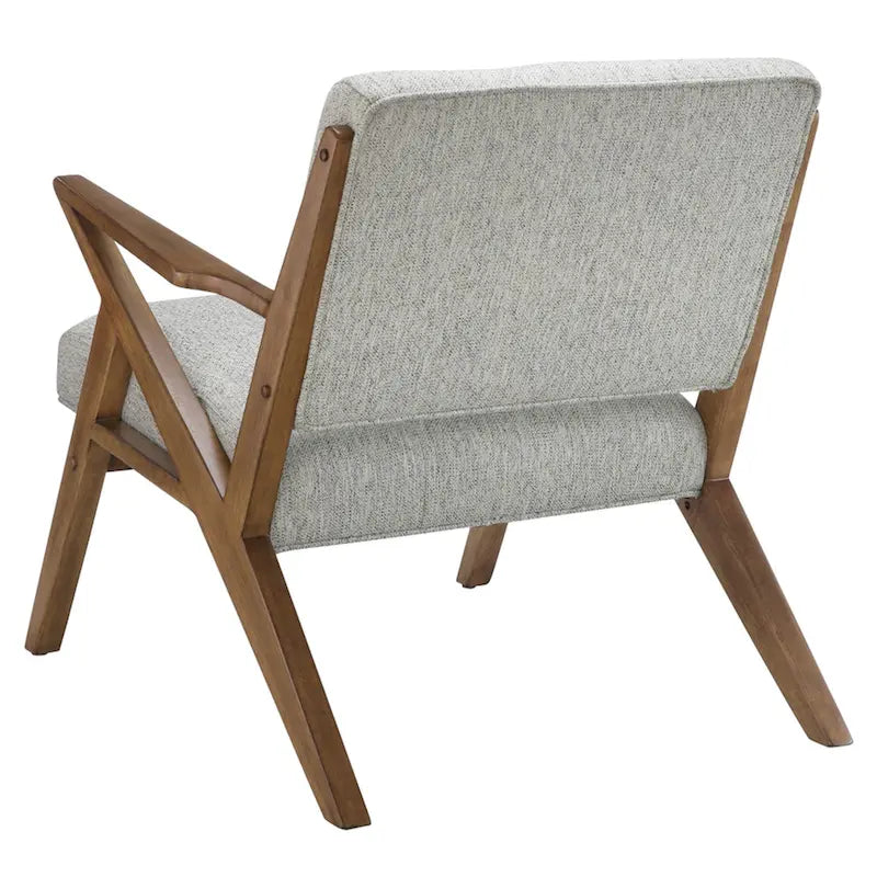 Fauteuil d'appoint rembourré Mid-Century avec accoudoirs inclinés en bois