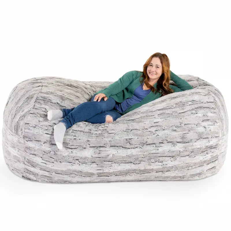 Pouf de salon géant en fausse fourrure de renard – Fauteuil ultra-moelleux surdimensionné