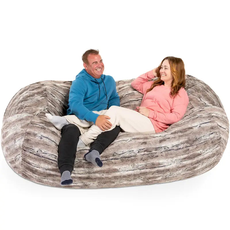 Pouf de salon géant en fausse fourrure de renard – Fauteuil ultra-moelleux surdimensionné