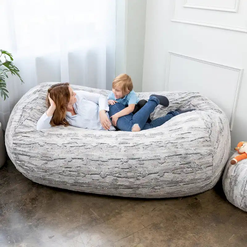 Pouf de salon géant en fausse fourrure de renard – Fauteuil ultra-moelleux surdimensionné