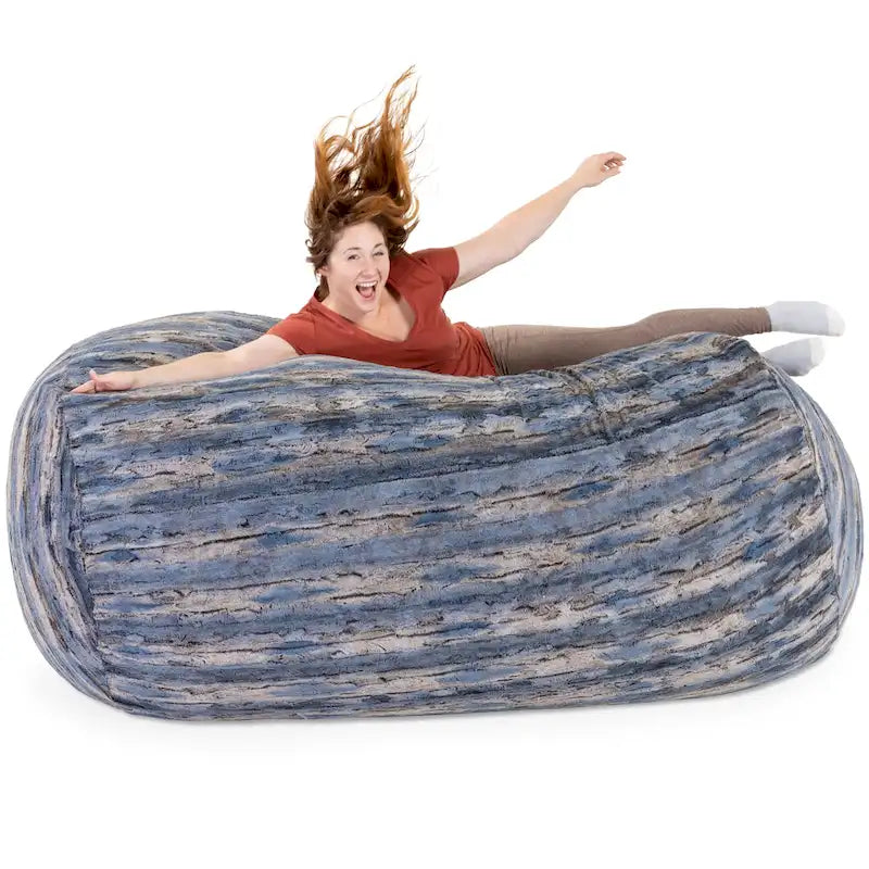 Pouf de salon géant en fausse fourrure de renard – Fauteuil ultra-moelleux surdimensionné
