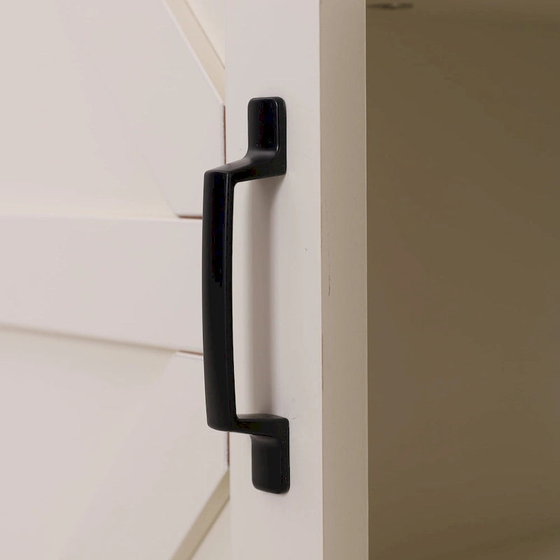 Meuble de rangement de salle de bain sur pied de style ferme avec porte coulissante – 3 étagères