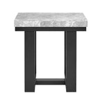 Table d'appoint à plateau en marbre gris et base en bois espresso