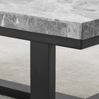 Table d'appoint à plateau en marbre gris et base en bois espresso