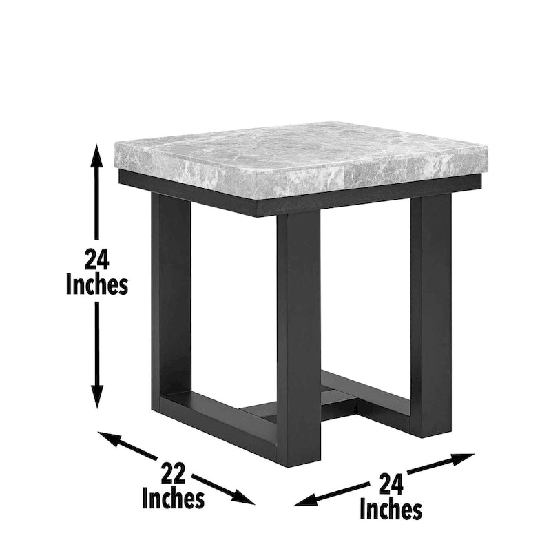Table d'appoint à plateau en marbre gris et base en bois espresso