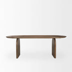 Table à manger ovale en bois massif avec pieds arqués – 6 places