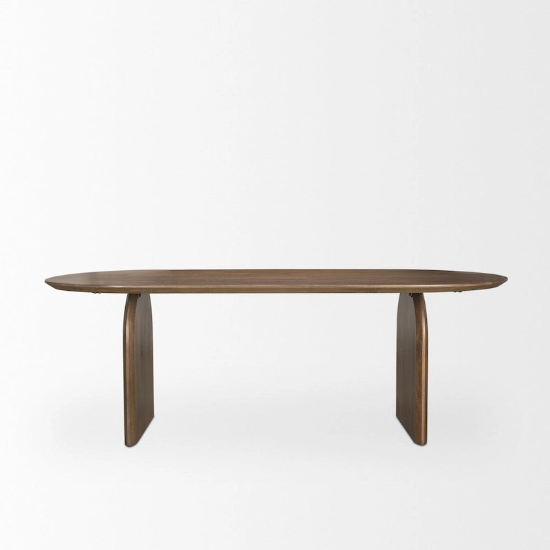 Table à manger ovale en bois massif avec pieds arqués – 6 places