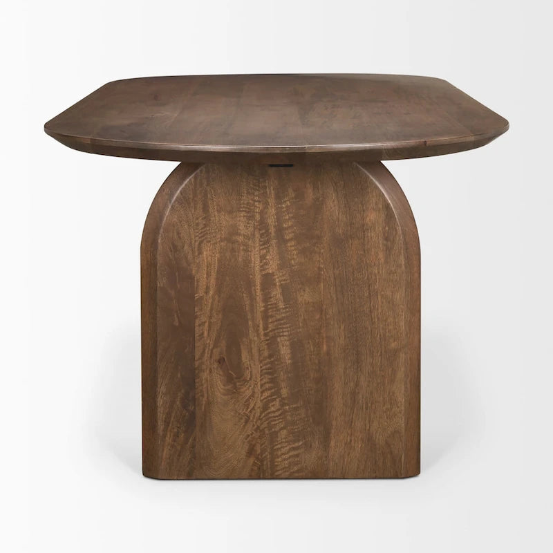 Table à manger ovale en bois massif avec pieds arqués – 6 places