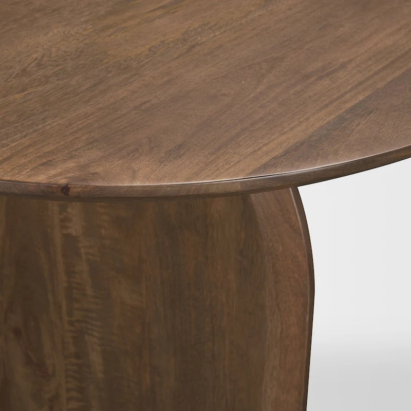 Table à manger ovale en bois massif avec pieds arqués – 6 places