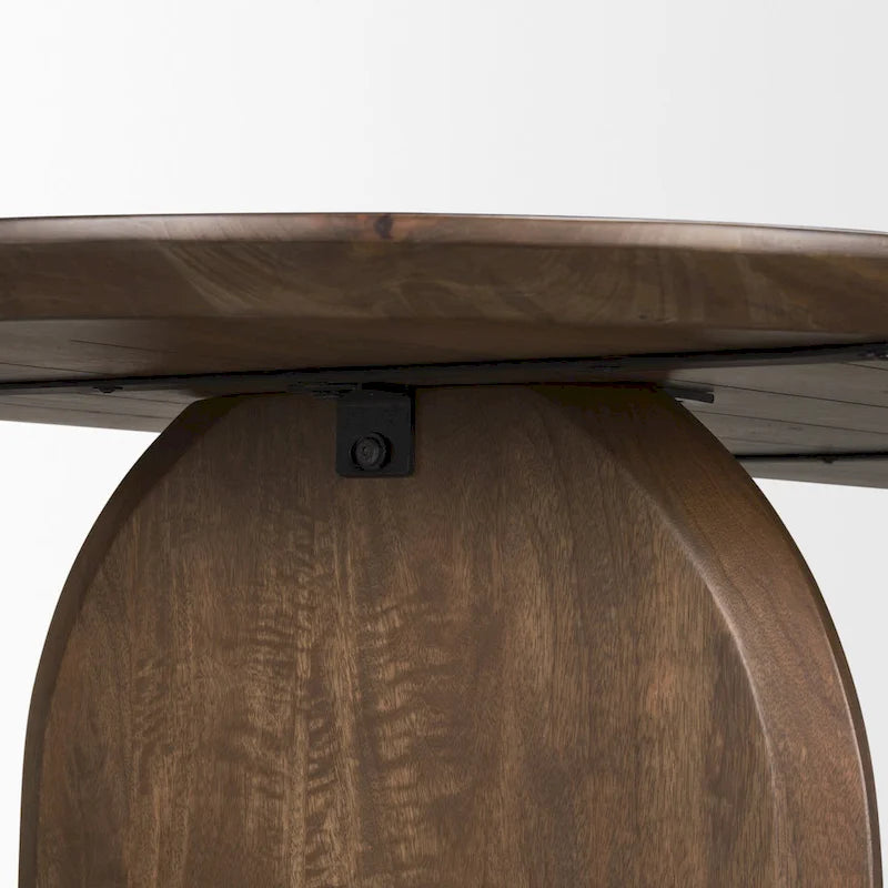 Table à manger ovale en bois massif avec pieds arqués – 6 places