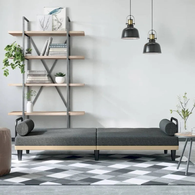 Canapé-lit avec dossier et accoudoirs réglables – Causeuse en tissu de 205 cm
