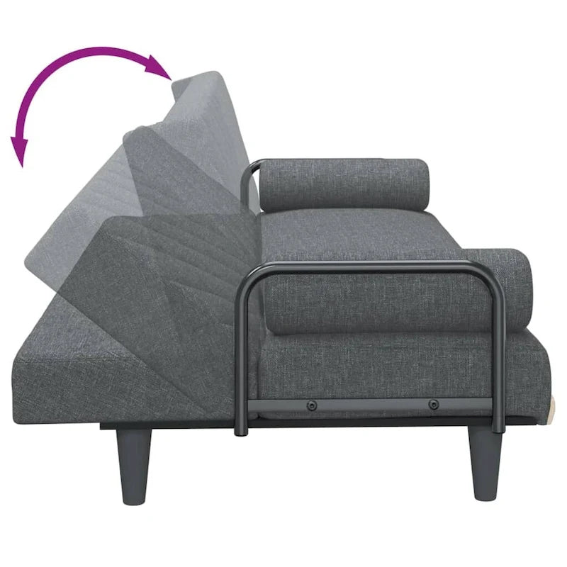 Canapé-lit avec dossier et accoudoirs réglables – Causeuse en tissu de 205 cm
